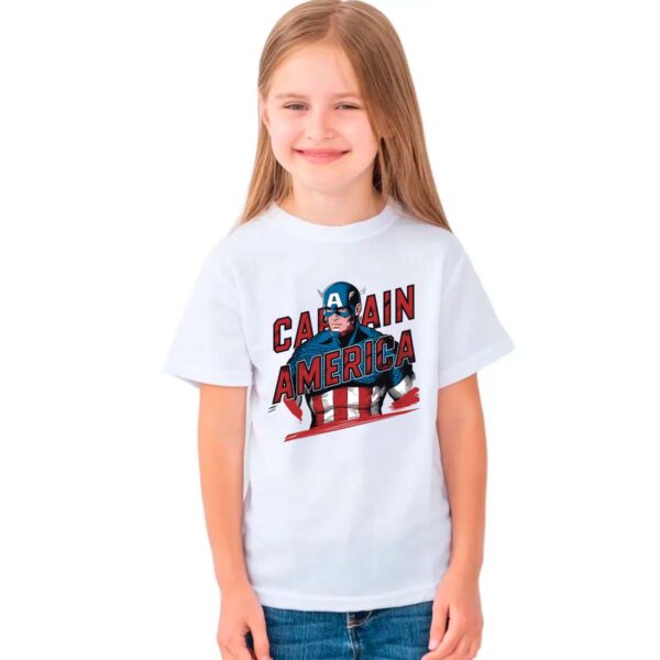 Playera Capitan America Letras Niña
