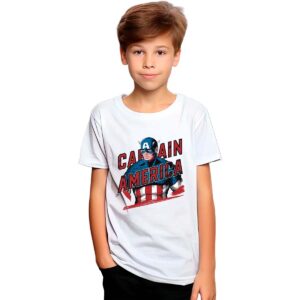Playera Capitan America Letras Niño