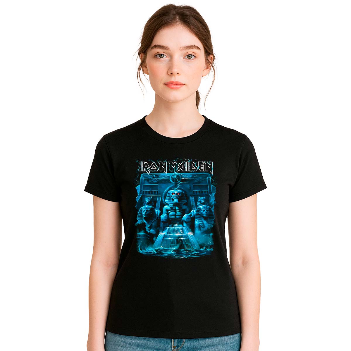Playera Iron Maiden Powerslave Azul Mujer