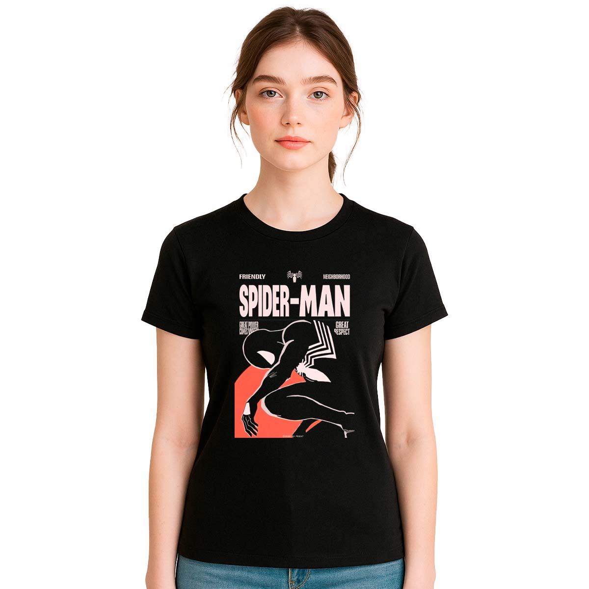 Playera Spiderman Black Suit Comic Mujer