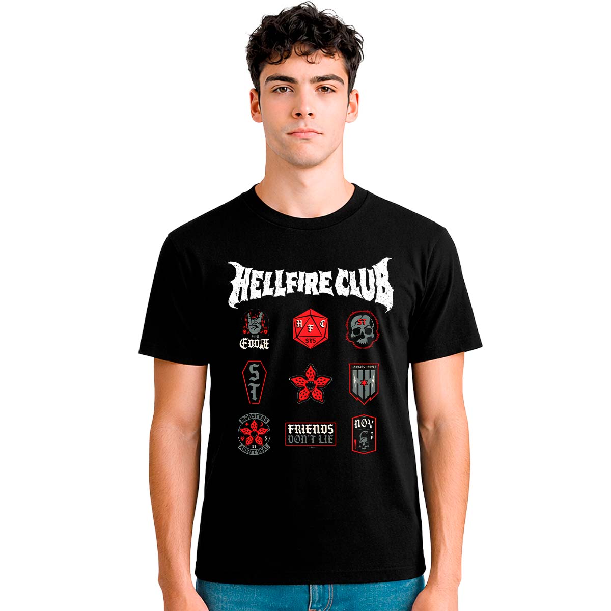 Playera Stranger Things Hellfire Club Logos Hombre