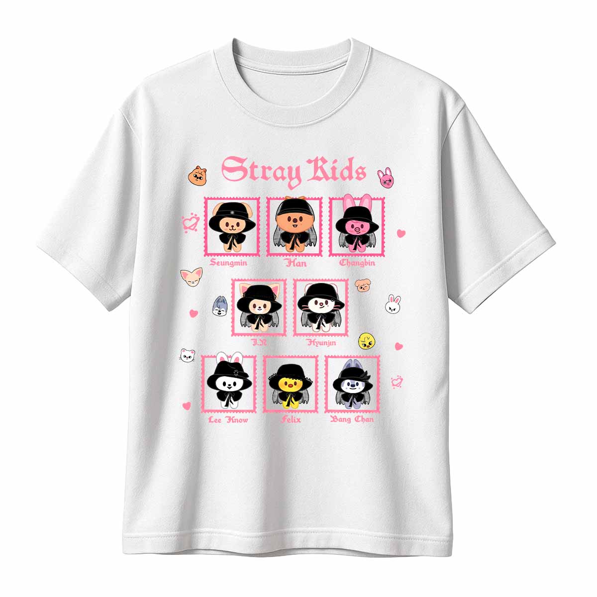 Playera Stray Kids Cuadros Rosa